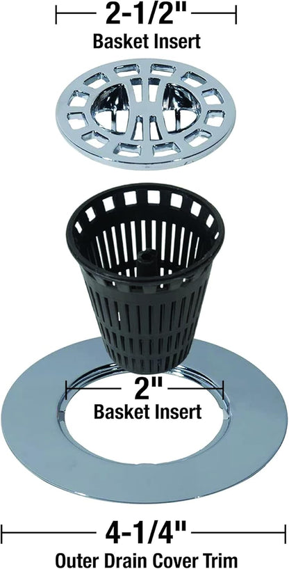 Danco Snap-in Shower Drain Cover with in-Drain Hair Catcher, 4-1/4" Round, White Strainer, (10533)