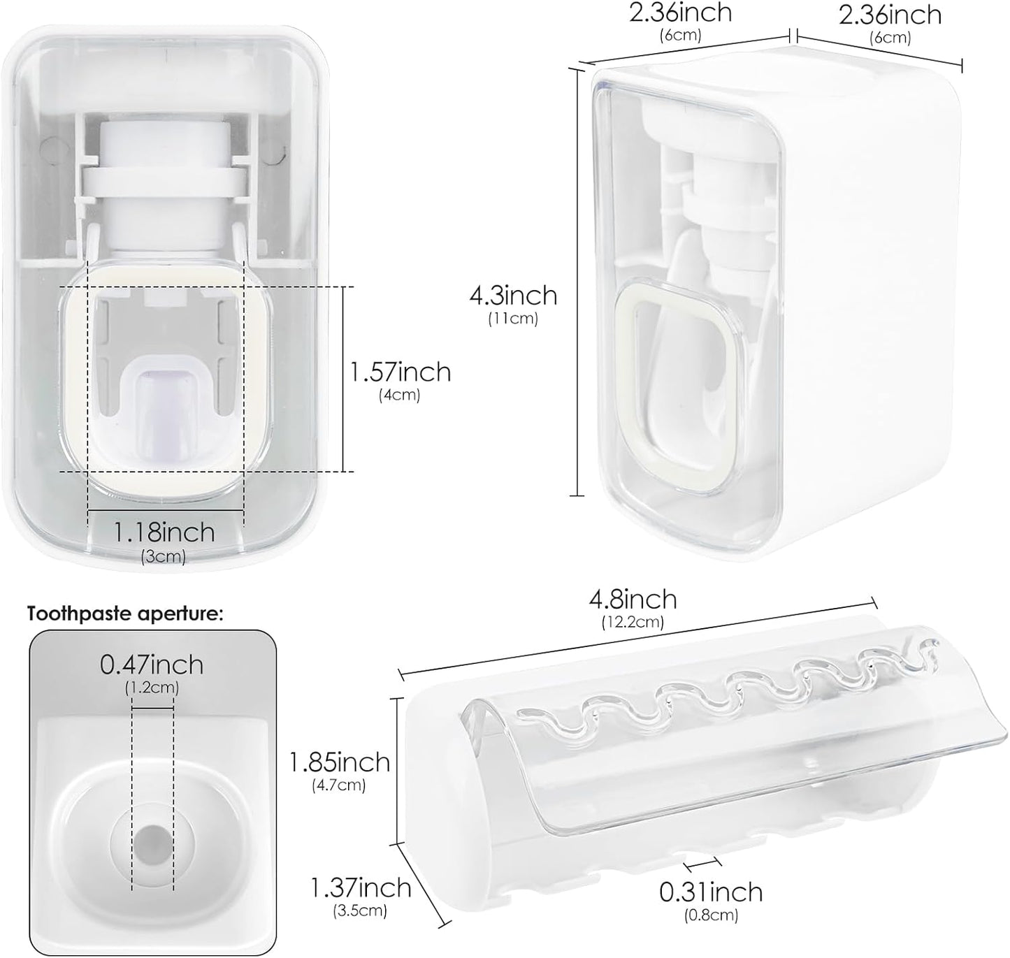 1 PCS Self Adhesive Toothbrush Holder with Cover for Bathroom, 5-Slot Wall Mounted Toothbrush Organizer Rack for Shower, Dorm, Cabinet