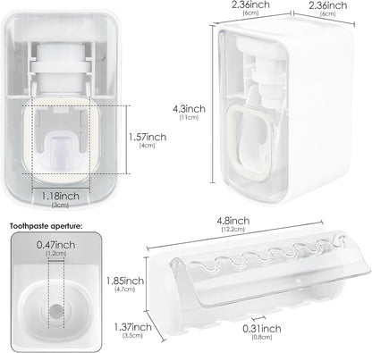 1 PCS Self Adhesive Toothbrush Holder with Cover for Bathroom, 5-Slot Wall Mounted Toothbrush Organizer Rack for Shower, Dorm, Cabinet