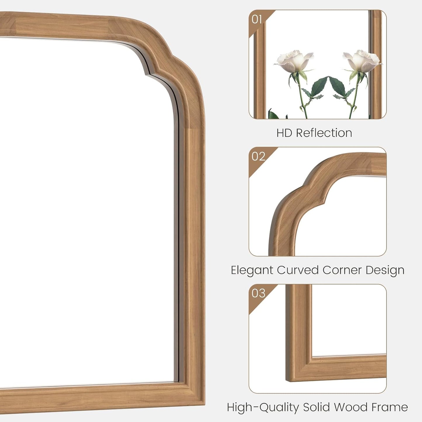 WallBeyond Full Length Mirror Wall Mounted 65"x22", Rustic Wooden Frame Floor Mirror, Large Full Body Mirror for Bedroom, Leaning or Hanging Against Wall, Natural