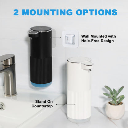 RYTOXILO Automatic Soap Dispenser, 2 Pack Black Touchless Liquid Soap Dispenser for Bathroom, 13.5 Fl Oz Plastic Electric Auto Dish Soap Dispensers Wall Mount for Kithcen with Adjustable Volume