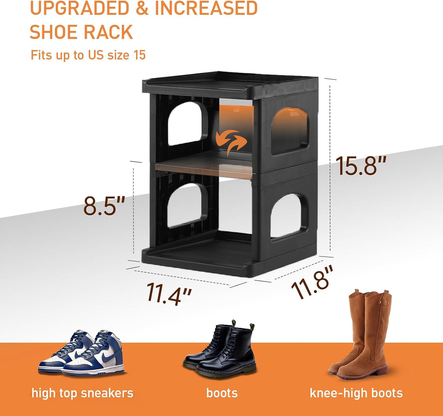 5 Tiers Vertical Shoe Rack, Narrow Free Standing Shoe Storage Organizer for Entryway and Small Closet, Stackable Shoe Holder Shelf Stability DIY, Black