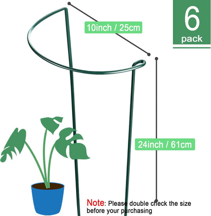 HiGift Plant Support Stakes, 6 Pack Metal Peony Cages and Supports, Garden Stakes Plant Support Cage, Large Plant Support Ring for Outdoor Indoor Snake Plant Peony Rose Flowers Vine (10" W x 15.8" H)
