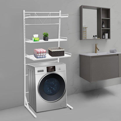 Adjustable Height Laundry Room Shelves for Laundry Room Organization 3 Tiers Laundry Room Organization Shelves Over The Washer and Dryer Storage Shelf (Black, 26.8×18.3×64in)