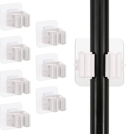 8PCS Broom Holder Wall Mount, Self Adhesive No Drilling Anti-Slip Mop and Broom Holder Organizer Hanger Wall Mount, Broom Gripper and Mop Holder Wall Mounted for Home Garden Garage Storage
