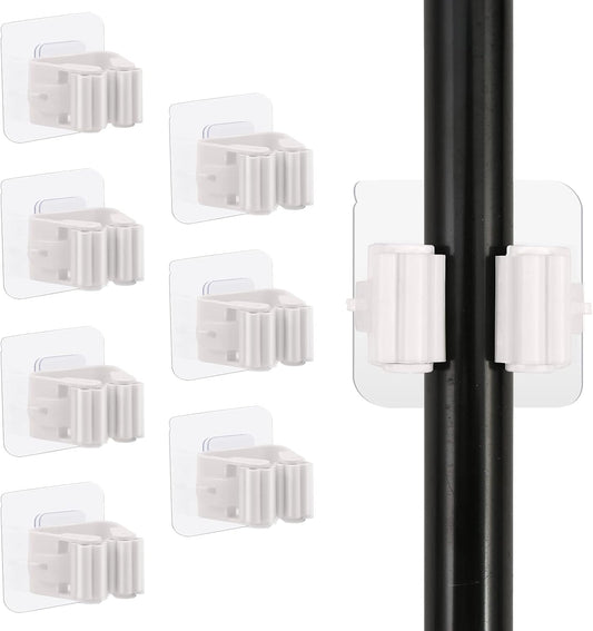 8PCS Broom Holder Wall Mount, Self Adhesive No Drilling Anti-Slip Mop and Broom Holder Organizer Hanger Wall Mount, Broom Gripper and Mop Holder Wall Mounted for Home Garden Garage Storage