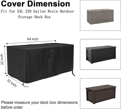 Outdoor Storage Box Cover for Keter XXL 230 Gallon Plastic Deck Storage Container Box,Waterproof Patio Storage Box Covers - 58 x 33 x 34 Inch