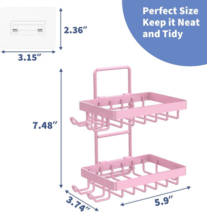 Moforoco Double Soap Bar Holder for Shower, No Drilling, 304 Stainless Steel, Wall Mounted Soap Holder with 4 Hooks and Razor Holder, Shower Rack Soap Tray Bar Soap for Bathroom Accessories Organizer