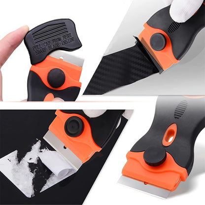 Razor Blade Scraper Tool Kit - 2Pack Razor Scrapers & 20Pcs Extra Blades | Plastic Paint Scraper Tool, Razor Scraper Tool for Glass Top Stove, Paint Scrappers for Cleaning Window, Cooktop, Oven, Floor