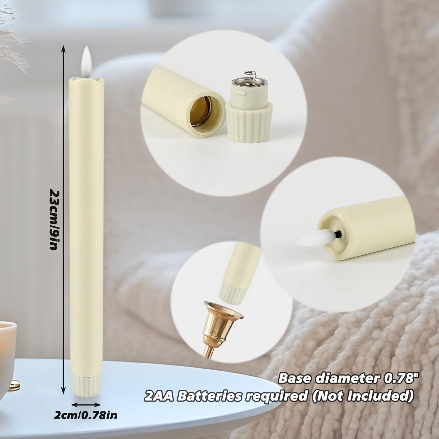 YOROXRG Set of 24 Waterproof Outdoor Flameless Candles, LED Candles with 4 Remote and Timer,(H 4" 5" 6" x D 2.2"),for Christmas,Halloween,Wedding,Festival