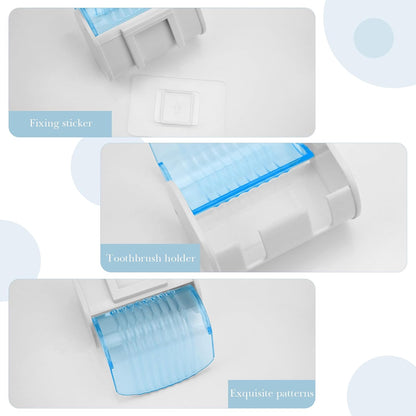 1 Pack Toothbrush Holder Wall Mounted with Cover for Bathroom, 2 Slots Toothbrush Storage Organizer for Shower, Self Adhesive Toothbrush Hanger (Grey)