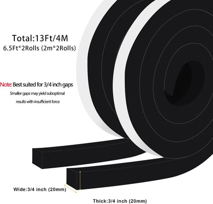 Upgraded Strong Adhesive Foam Weather Stripping Door Seal Insulation Tape for Insulating Door,Window, Air Conditioner Noise-Reduction Self Adhesive Sealing Weatherstrip (1 in x 1/2 in x 10 Ft) - Colors B
