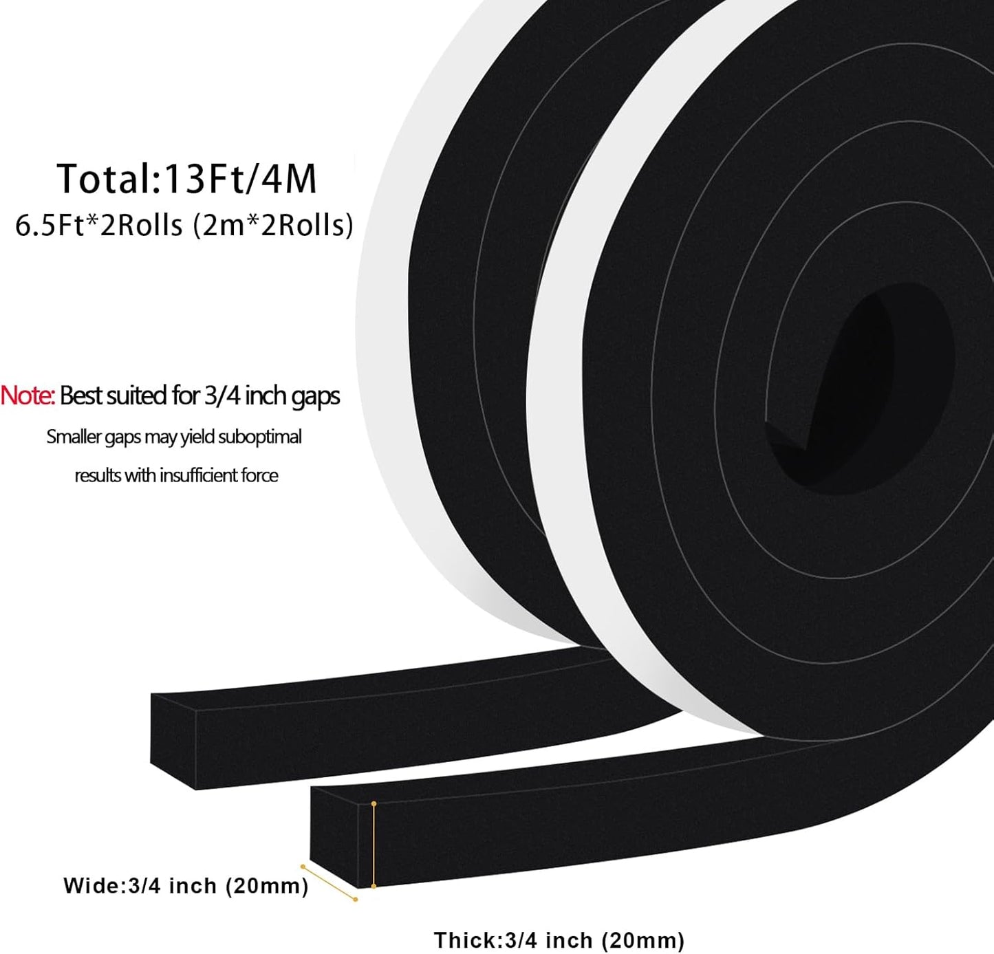 Strong Adhesive Weather Stripping, High Density Weatherproof Weather Stripping Door Seal Strip for Sliding Door, Windows,Noise-Reduction Foam Sealing Strip, White(1/2 in x 1/4 in x 13Ft) - Colors B