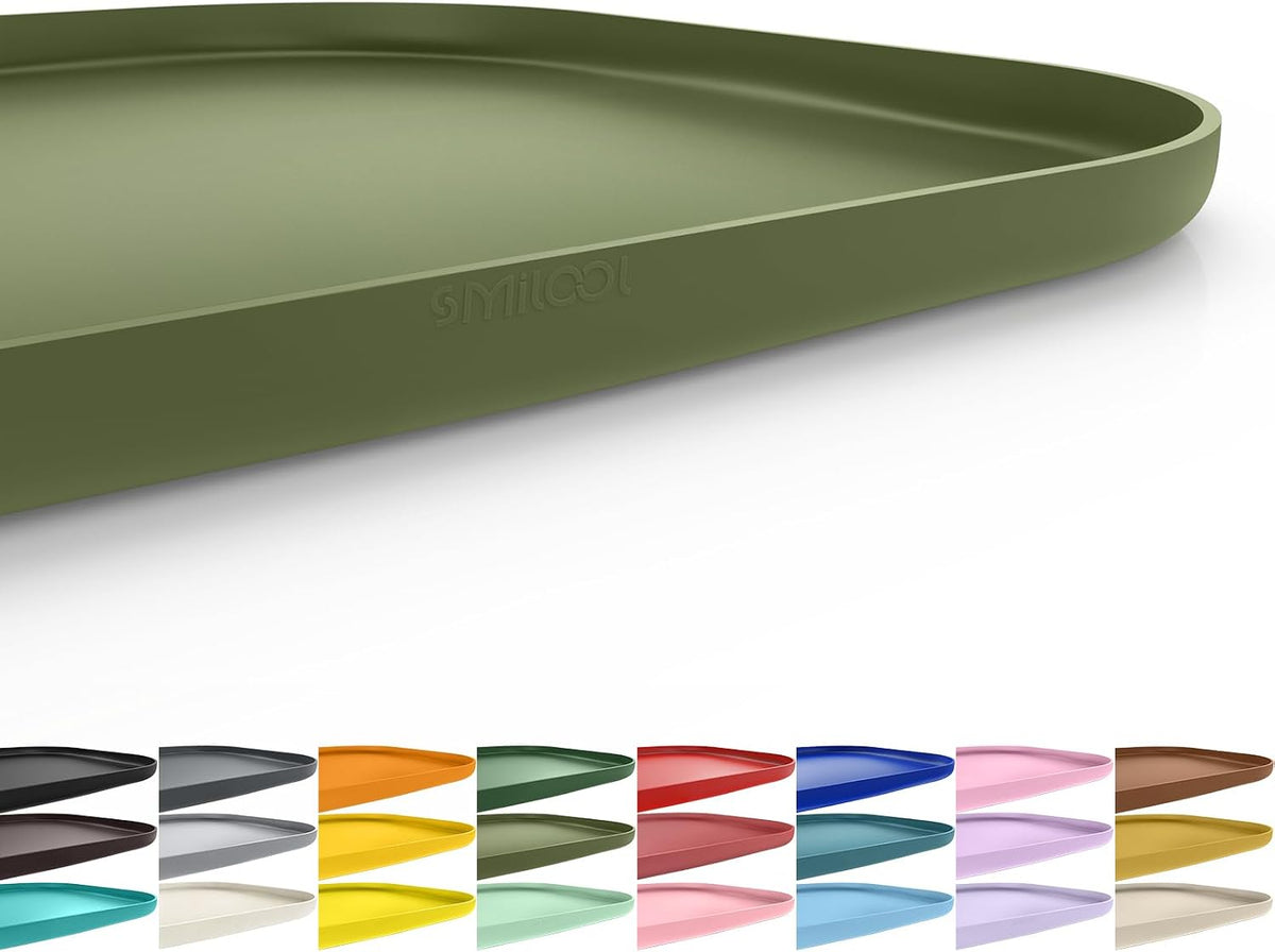 SMILOOL Silicone Pet Food Mat with Raised Edge for Food and Water Bowl, Dog Feeding Mats, Cat Food Trays for Floor Waterproof, Rubber Tray for Dogs and Cats, 19 x 12 x 0.7 Black