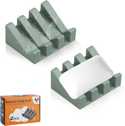 Self Draining Soap Dish Holder,Silicone Soap Dish,for Bathroom,Kitchen, Sponges，Can Extend Soap Life，Keep Soap Bars Dry and Easy Cleaning (White,1-Pack) - Colors B