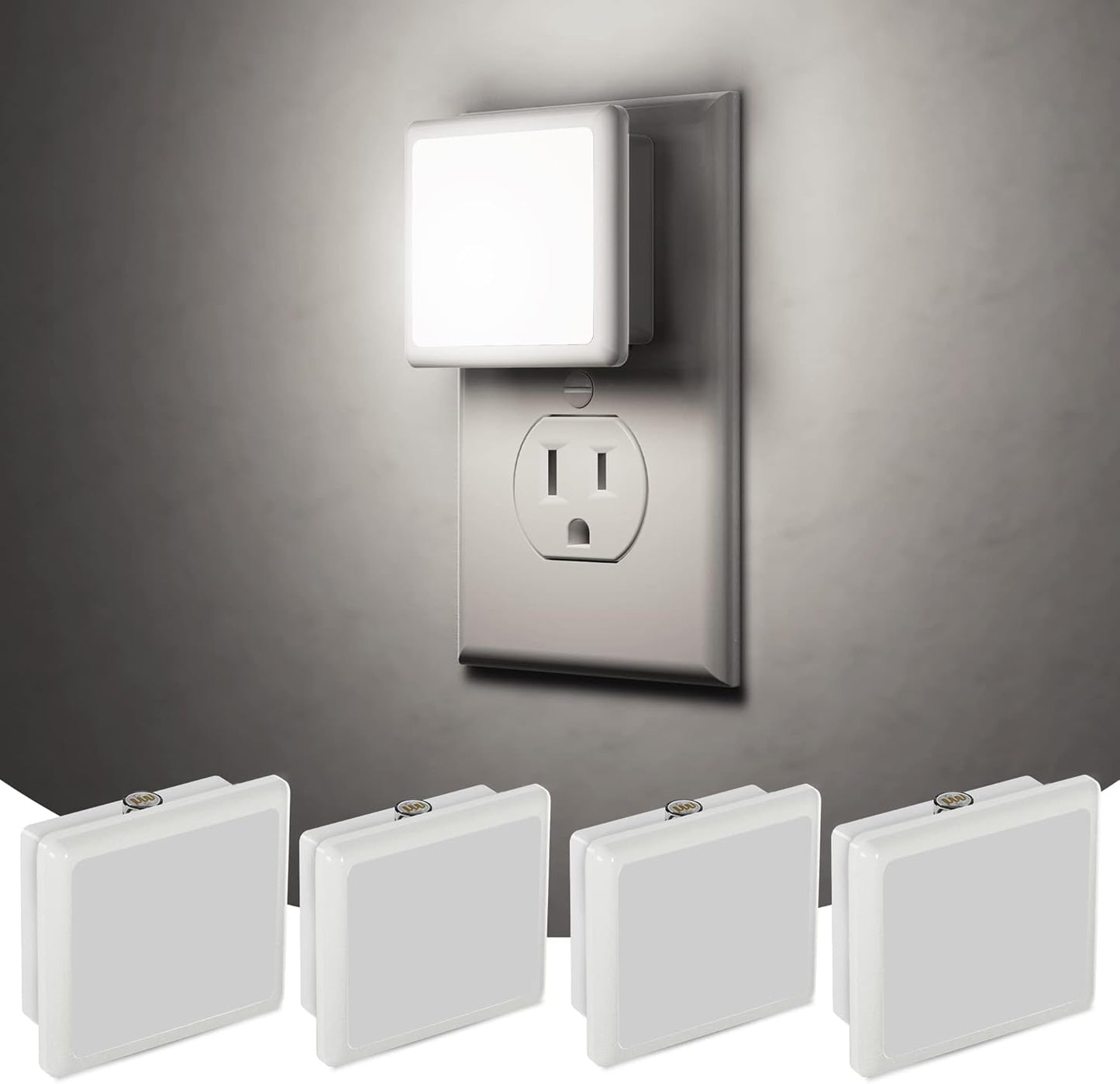 JandCase Night Lights Plug into Wall 2 Pack, Plug in Night Light with Dusk-to-Dawn Light Sensor, 3000K Soft White 0.3W, LED Nightlight for Bathroom, Adult, Hallway