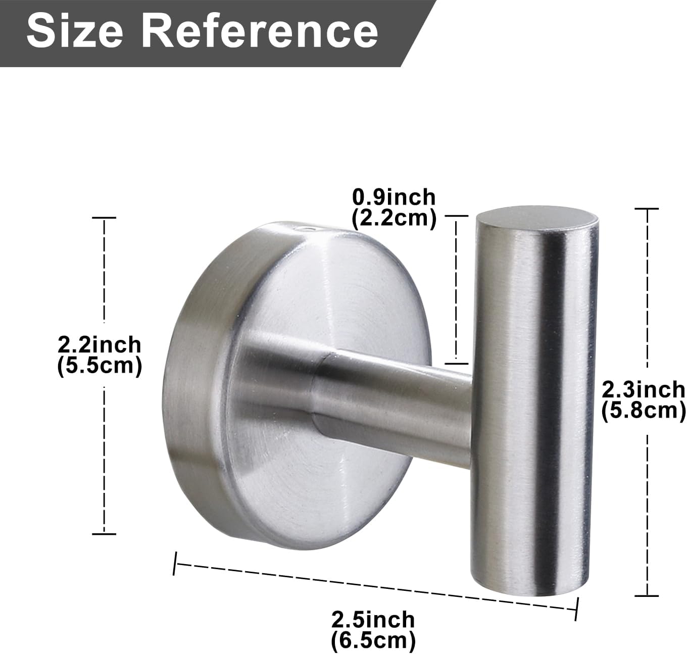 Bntuk Adhesive Hooks Heavy Duty Wall Hooks Stainless Steel Waterproof Shower Hook, Adhesive Holder Coat Hook for Hanging, Wall Mounted Towel Hooks for Bathroom Glass Window- 2 Pack