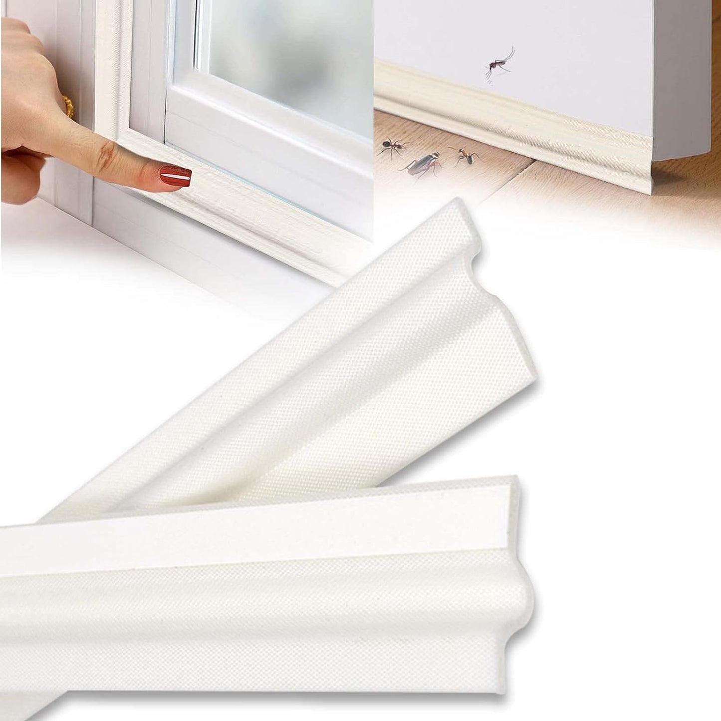 315 Inch T Shape Window Weather Stripping Door Seal Strip,Self Adhesive Window Insulation Foam Weather Strip,Soundproofing Draft Stopper for Doors Bottom and Side Gap Blocker(White)
