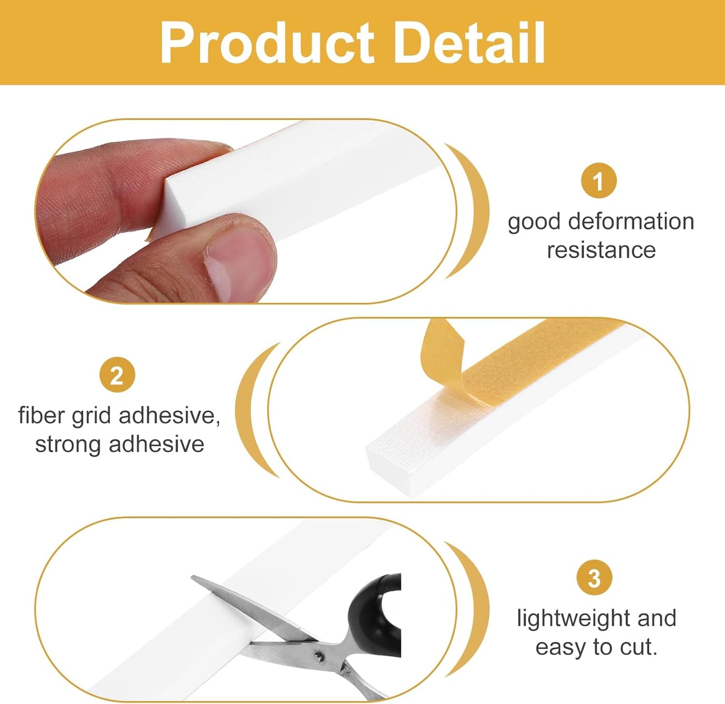 MECCANIXITY Weather Door Seal Strip Tape, Door Insulation Stripping Single Side Strong Self Adhesive Foam Tape Gap Filler for Door, Window, 1/4 Inch x 1/16 Inch x 32 Feet White 2 Pack