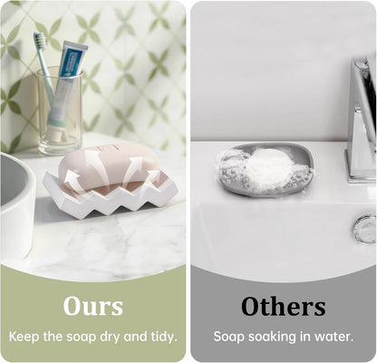 Self Draining Bar Soap Holder Diatomite Soap Dish Fast Drying Soap Saver Small Sponge Caddy for Shower, Bathroom, Kitchen Sink, Kitchen, Blue