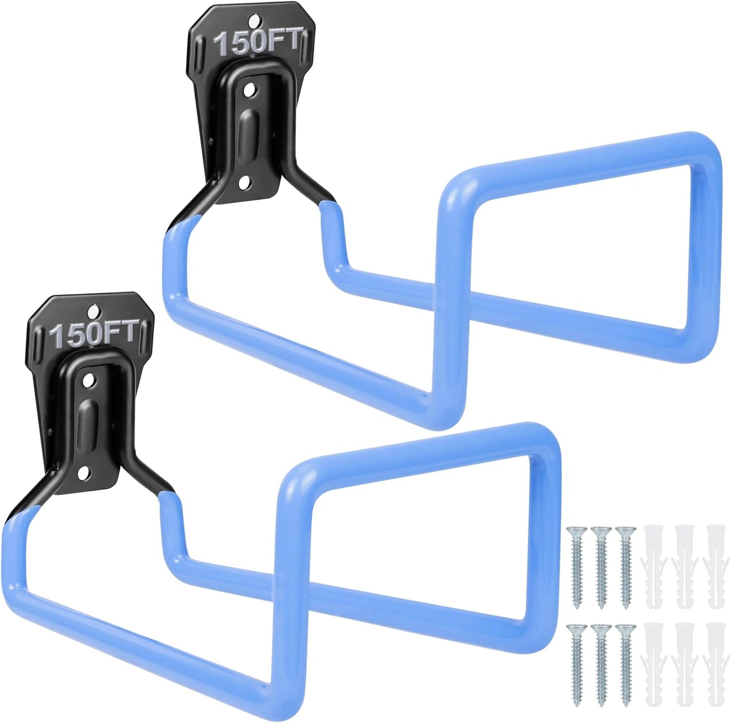 PeoMev 2pcs Heavy Duty Hose Hanger Garden Hose Storage Black Water Hose Holders for Outside Wall Mount Garden Hose Reel Hose Stand