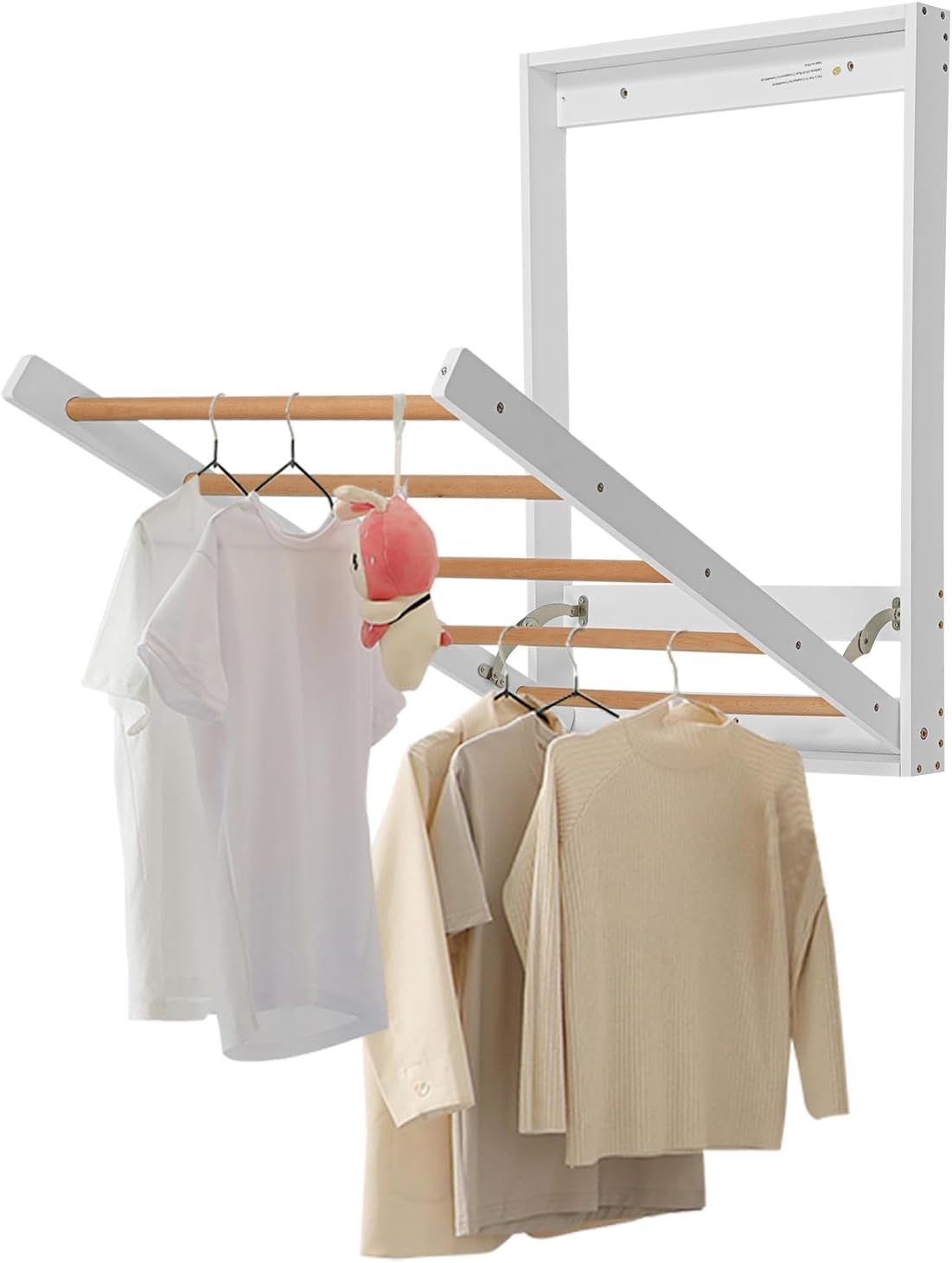 Wall Mounted Clothes Drying Rack, Wall Mount Drying Racks for Laundry | Foldable Wall Drying Rack Clothing with Drop-Down Design for Balconies, Toilets, Laundry Rooms, Bathroom
