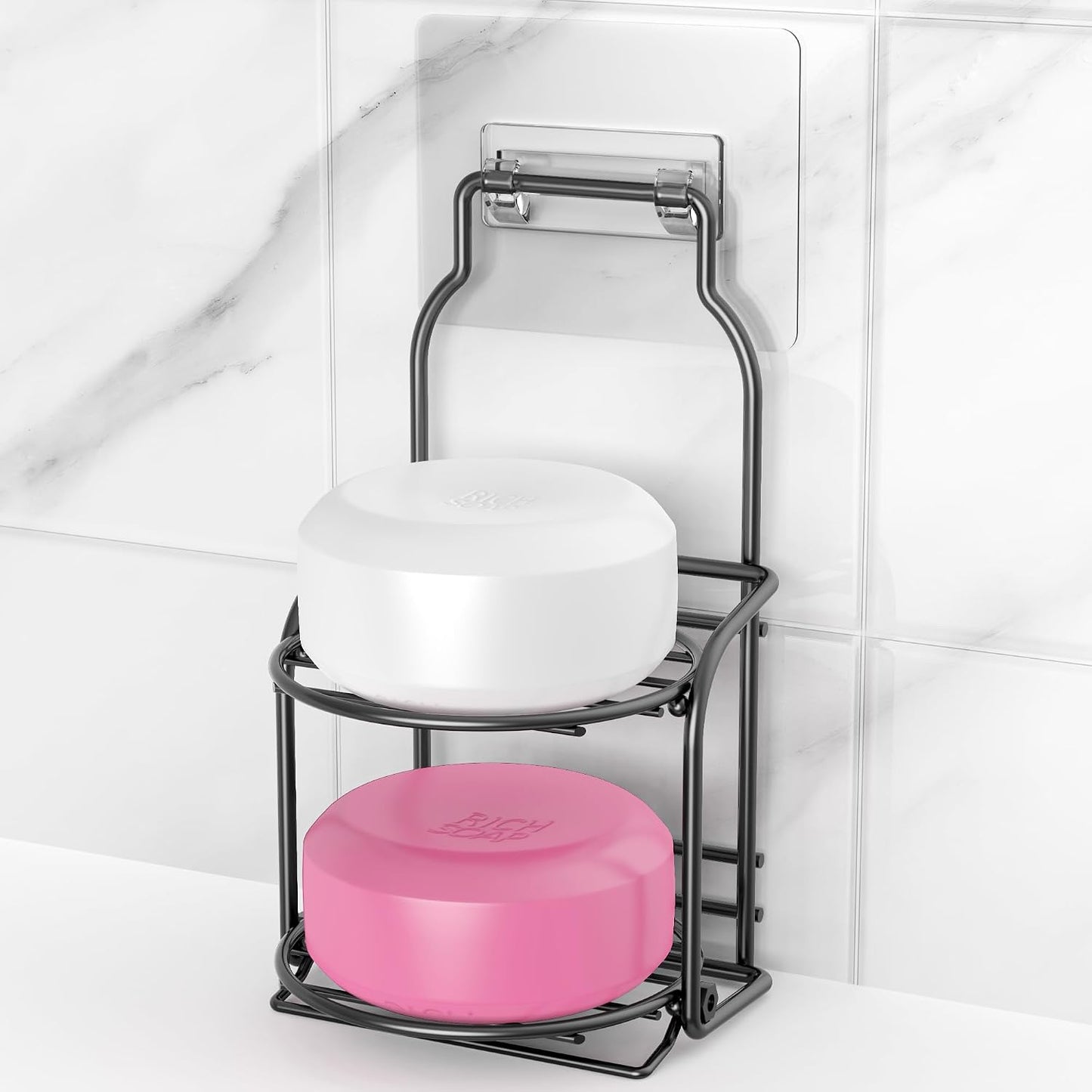 galasily 3-Tier Shower Soap Shampoo Bar Holder, Self Adhesive&Freestanding Draining Soap Caddy for Bathroom Wall Accesories, Apartment Essentials Decor…