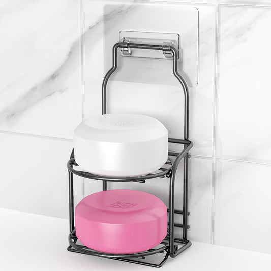 galasily 3-Tier Shower Soap Shampoo Bar Holder, Self Adhesive&Freestanding Draining Soap Caddy for Bathroom Wall Accesories, Apartment Essentials Decor…