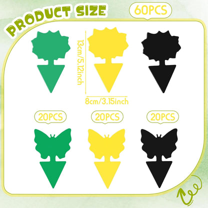 120 Pack Fruit Fly Traps Fungus Gnat Sticky Traps Yellow Black Green Plant Fly Stickers Double Side with Shovel for Indoor Outdoor Kitchen Garden Houseplant Flying Bug Insect (Flower)