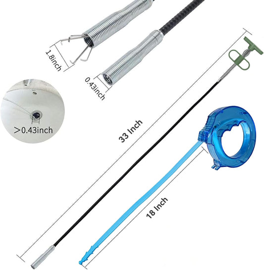 35" Flexible Drain Snake Grabber Tool, Upgraded Hair Clog Remover for Sink, Shower & Bathtub, Easy Reach Plumbing Weasel