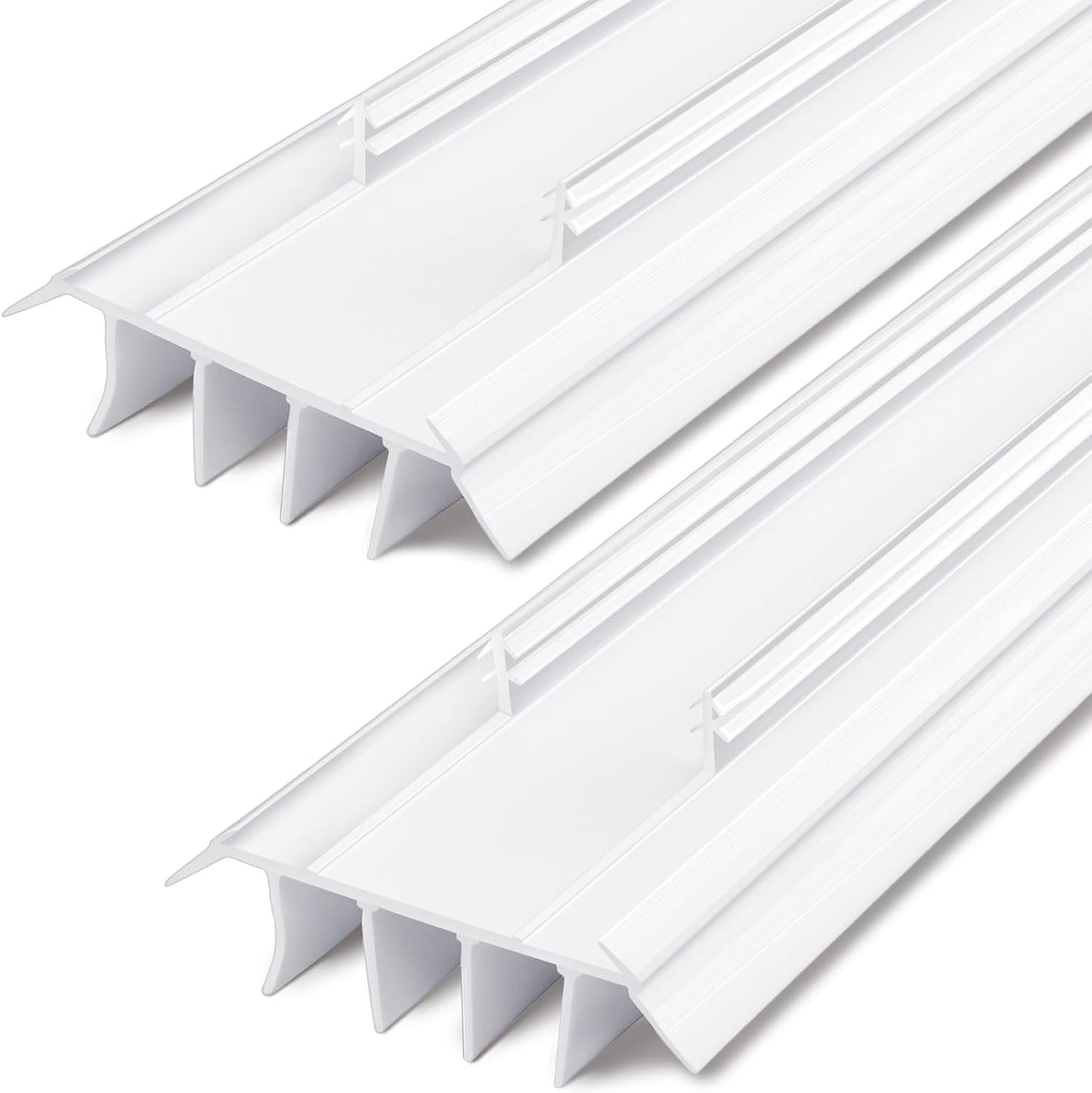 Pushglossy 2 Pcs Kerf Style Door Bottom 36" Long 1 3/4" Wide Replacement Threshold Seal with Vinyl Fins Weatherstrip Draft Stopper for Interior Exterior Doors(White)