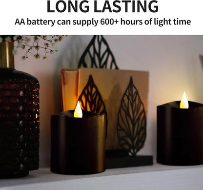 3x3 Flickering Flameless Candles Set of 2, 2AA Battery Life 600 Hours Battery Candles Flickering with Timer,3 inch Flameless Candles with Remote for Indoor/Outdoor, Ivory