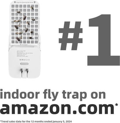 Mosalogic Fruit Fly Traps for House Use Gnat Trap Flying Insect Trapper Plug-in Mosquito Killer Indoor Gnat Moth Catcher Fly Tapper with Night Light UV Attractant Catcher for Home Office White-1PACK