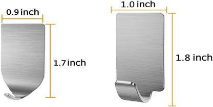 Adhesive Hooks, 32-Pack Heavy Duty Wall Hooks Stainless Steel Waterproof Hangers for Kitchen, Bathroom, Bags, Towel, Coat, Keys, Robe, Home, Offices (16 Small + 16 Big) (Hooks - 32p)