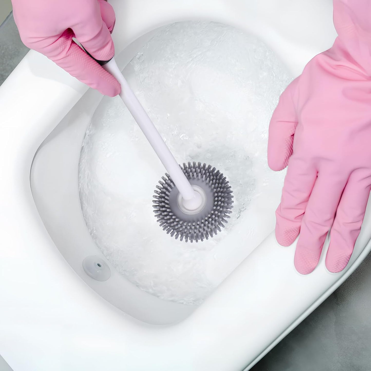 Ciieeo Silicone Toilet Brush with Holder Quick Drying Bathroom Cleaning Tool Round Head Scrubber for Toilet Bowl Efficient Rim Cleaner Essential