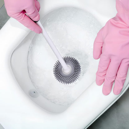 Ciieeo Silicone Toilet Brush with Holder Quick Drying Bathroom Cleaning Tool Round Head Scrubber for Toilet Bowl Efficient Rim Cleaner Essential