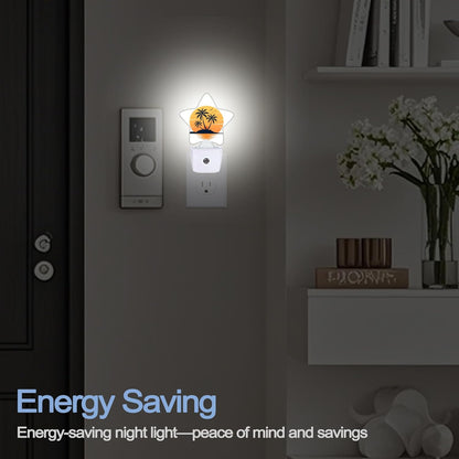 Lavender Butterfly Nightlight,Summer Flowers Star Night Lights Plug into Wall Decorations for Bedroom Bathroom,Dusk to Dawn Sensor Kitchen Hallway Stairs Energy Efficient Desk Lamp