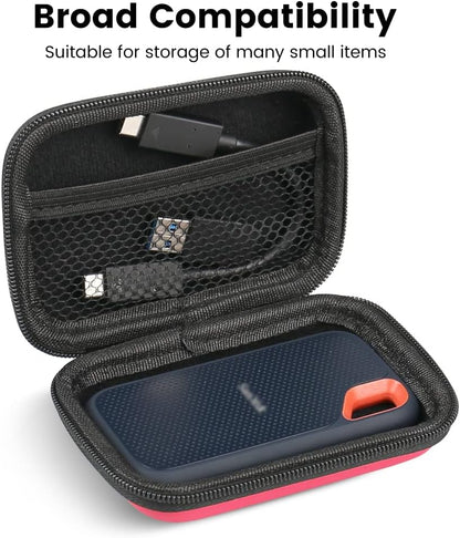 Earbud Case, RISETECH Hard EVA Earphone Carrying Case Holder Headphone Small Pouch Electronic Organizer Travel Bag for EarPods, Airpods, Beats Flex, Bose Wireless Wired Earbuds, USB Flash Drive -Red