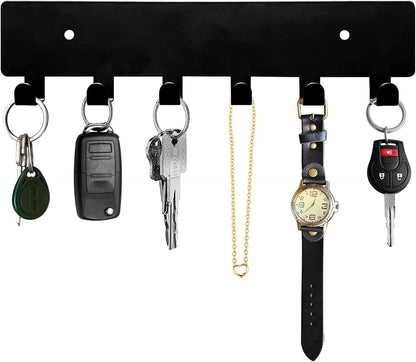 GTK Key Holder for Wall, Key Hooks with 6 Hooks, Wall Mounted Key Holder for Hallway, Self Adhesive Key Rack(White)