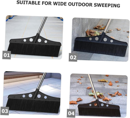 Heavy Duty Outdoor Broom Detachable Garden Sweeper with Long Handle Stainless Steel and Brush for Versatile Cleaning Patios Decks and Rough Surfaces