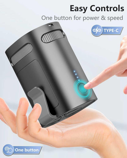 Waist Fan Clip on Cold Air-Mini Lightweight Portable Fan Rechargeable Battery Powered,Small Personal Wearable Shirt Belt Hard Hat Hip Back Body Fans,Cooling Hanging Neck Cooler Ac for Men Women Kids