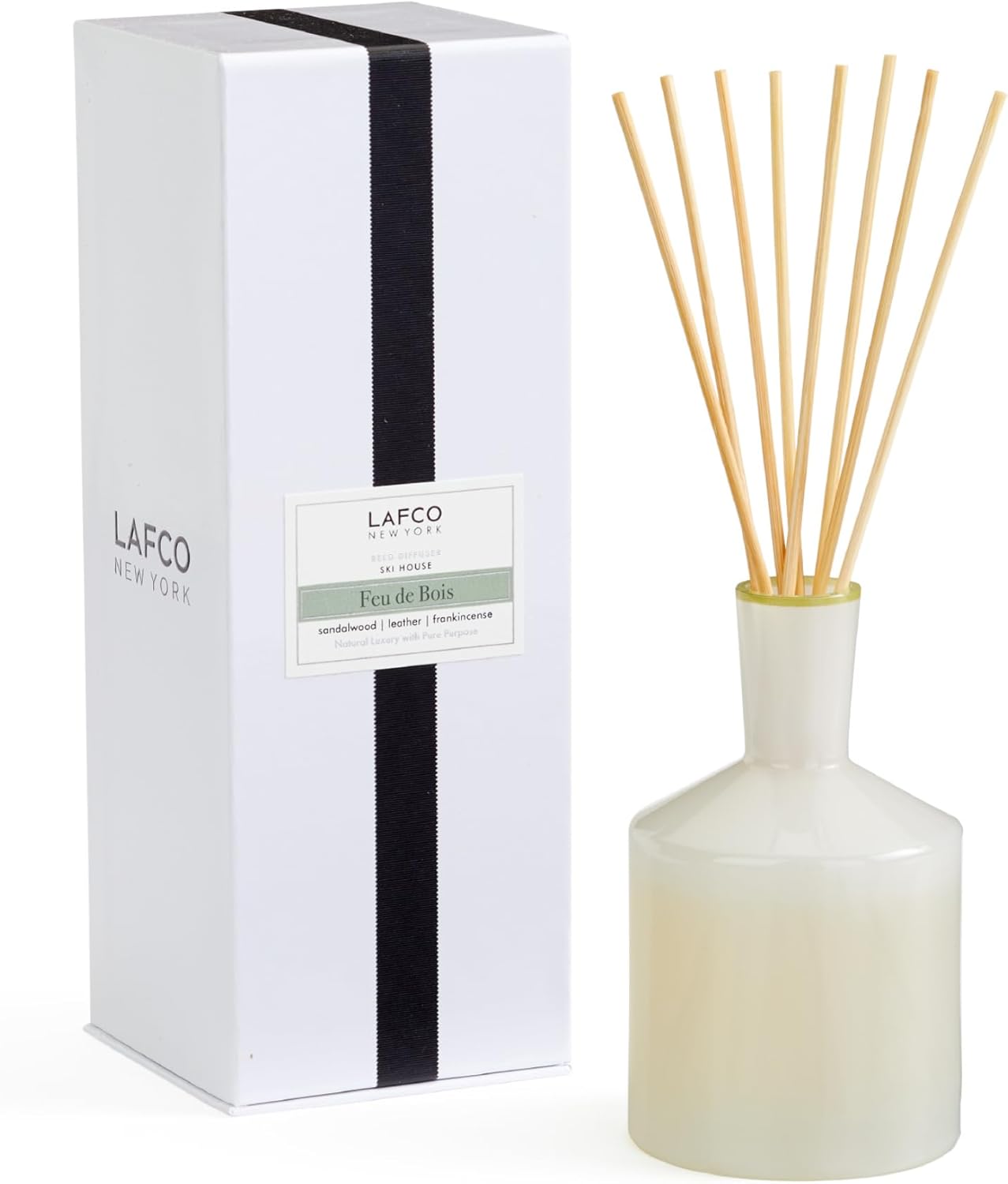 LAFCO New York Classic Reed Diffuser, Sea & Dune - 6 oz - Up to 3 Months Fragrance Life - Reusable Glass Vessel - Natural Wood Reeds - Made in The USA