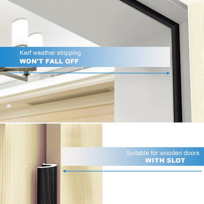 40FT Kerf V‑Shaped Weather Stripping Door Seal, Press‑in Seal for Pre‑Cut Slot Doors, Not Self‑Adhesive, Soundproof Draft Blocker for Exterior Front Doors, Fits Large Gaps, Easy DIY Install (White)