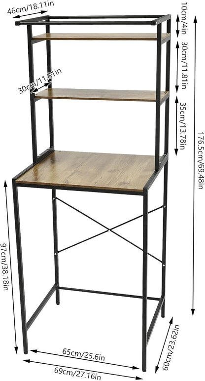 Over Washer and Dryer Shelves,Dryer Storage Shelf,3 Tiers Laundry Room Storage and Organizer Standing Shelf,Height Adjustable Laundry Room Shelves, Load-Bearing Capacity 22lbs (Log)