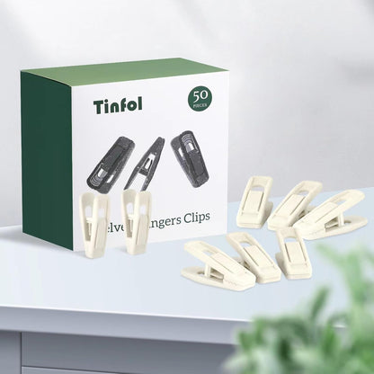 Tinfol Velvet Hanger Clips, 24 Pack Black Pants Hangers Clips, Large Opening Clothes Pin, Strong Finger Flocked Clip Perfect for Use with Slim-line Clothes Velvet Hanger