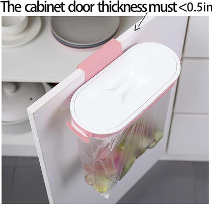 Set of 2 Trash Bag Holder Rack, Hanging Organizer Garbage Bag Holder, & Removable Lid - Multi for Kitchen Cabinet Door Storage Cupboard, Under Sink, Kitchen Towel Rails Rack, Blue & Pink