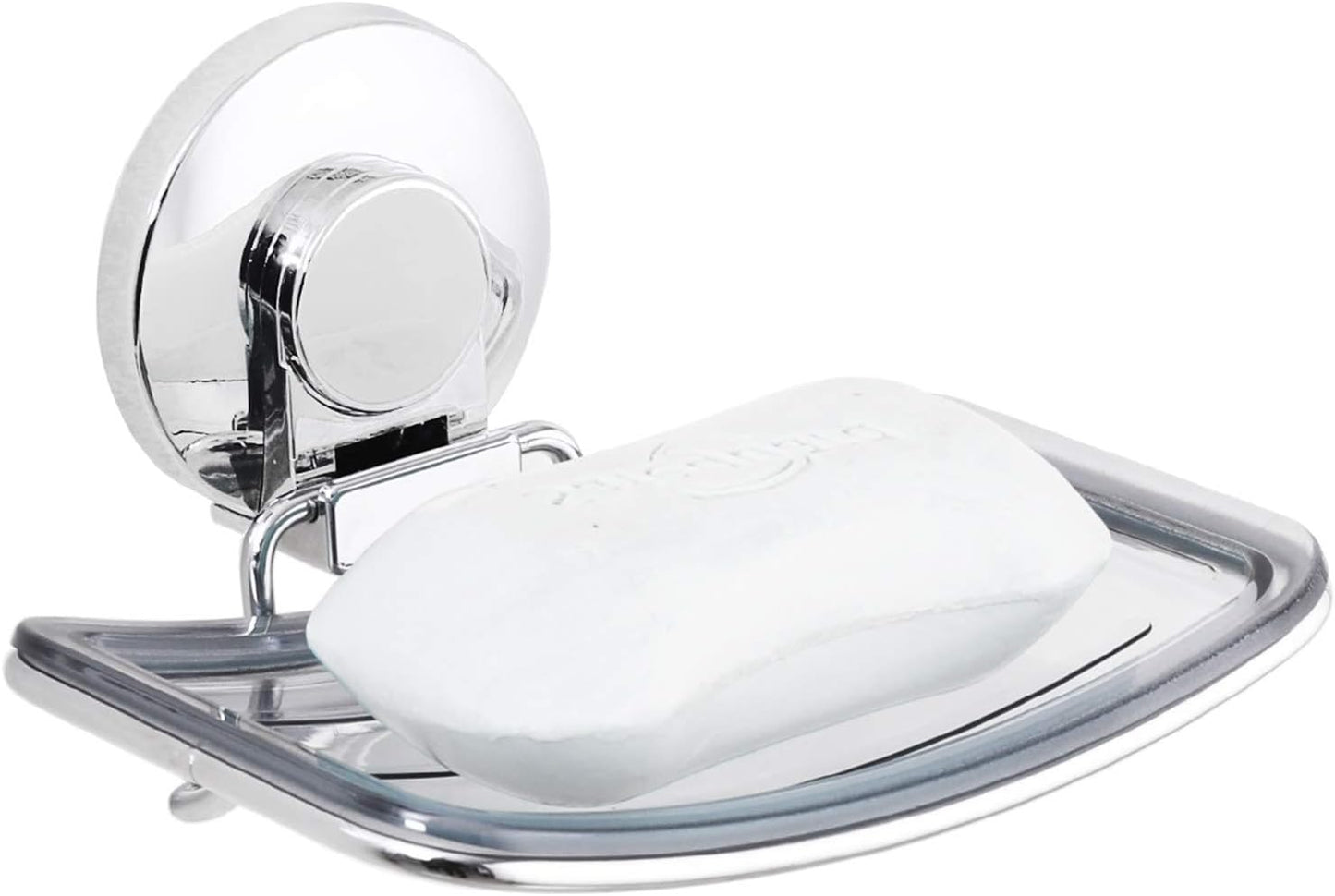 LEVERLOC Soap Dish Holder for Shower Suction Cup Wall Mounted Self Draining NO-Drilling Removable Bar Soap Sponge Holder for Bathroom Bathtub Kitchen Sink Waterproof Strong Vacuum Suction Adhesion