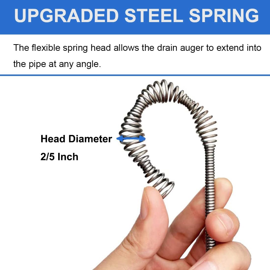 Drain Auger, Clog Remover with Drill Adapter, 25 Feet Flexible Plumbing Snake Use Manually or Powered for Kitchen, Bathroom and Shower Sink, Comes with Gloves (blue)