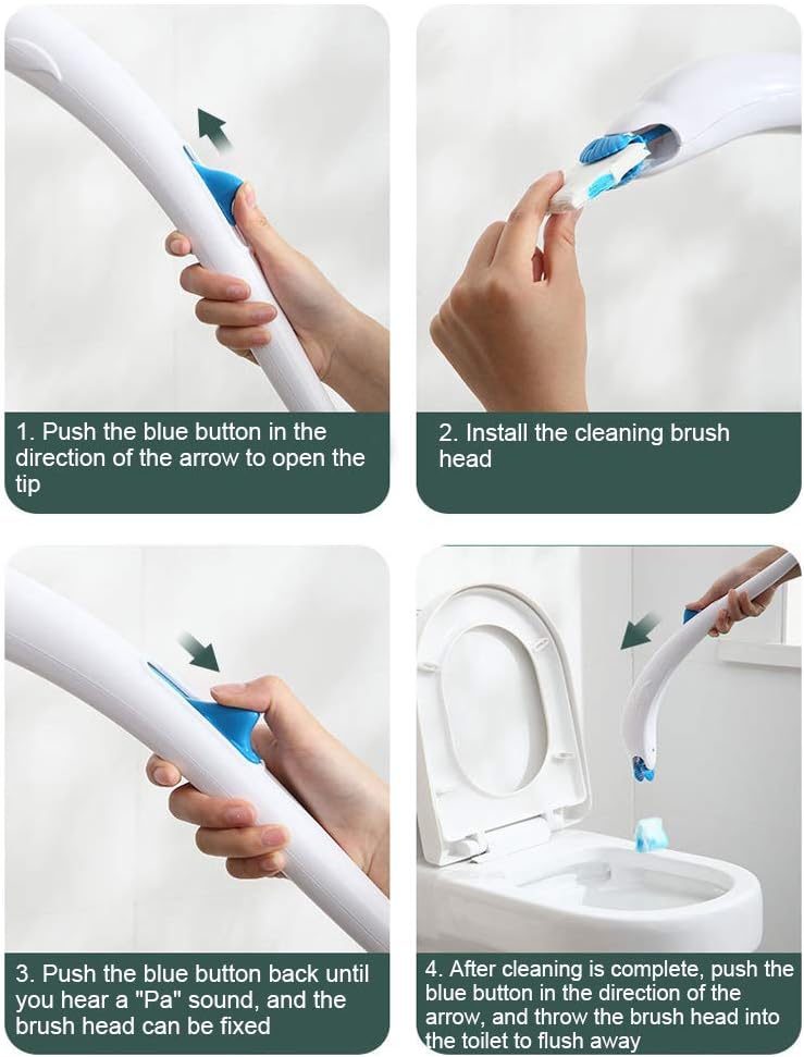 Milltrip Toilet Brush, Toilet Washing System Disposable Toilet Brush Kit with 12pcs Flushable Refills Washing Tool Set