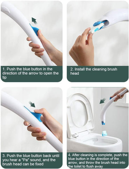 Milltrip Toilet Brush, Toilet Washing System Disposable Toilet Brush Kit with 12pcs Flushable Refills Washing Tool Set
